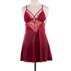 Midnight Allure Satin & Lace Slip Dress - 6016