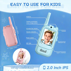 Rechargeable Walkie Talkies with Screen Display and Voice Changer - 2 Pcs