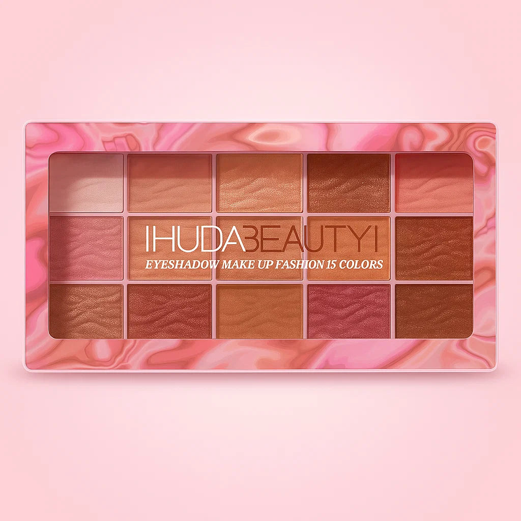 Huda Beauty 15‑Color Eyeshadow Palette – Vibrant Matte & Shimmer Makeup Palette