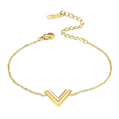 Gold-Tone Beaded V Pendant Necklace