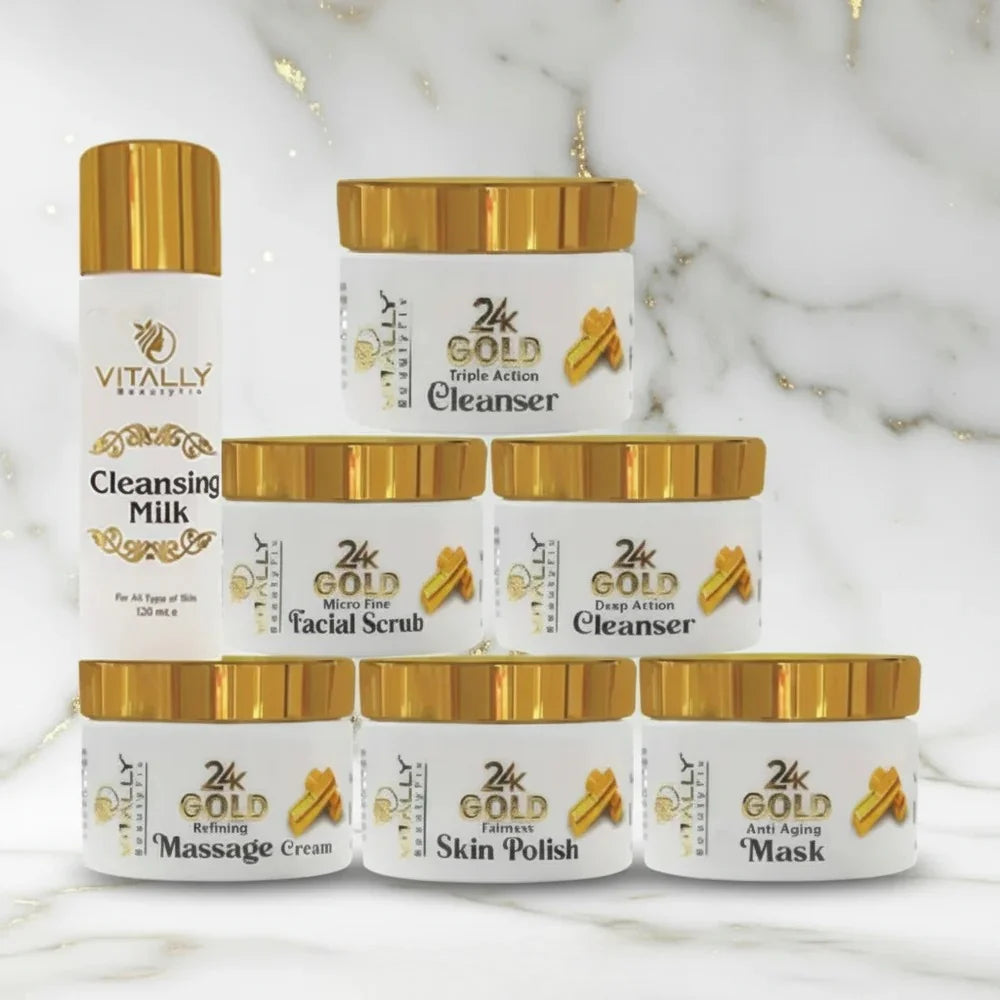 Vitally Gold 6 Steps Facial Set with  Free Gift CLeansing Milk - 120gm
