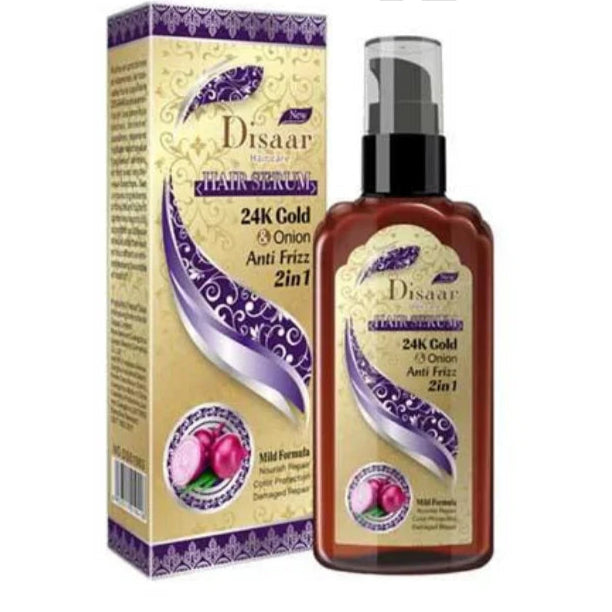 Disaar Hair Serum 2-in-1 24K Gold & Onion Anti-Frizz Mild Formula - 120ml